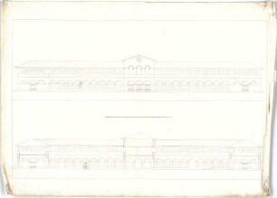 Röhrer, Karl; Unidentifizierte Gebäude - Gebäude mit Mittelrisalit (Ansicht, Schnitt)