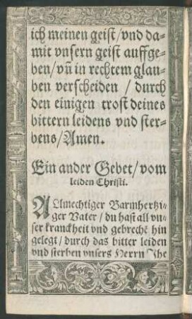Ein ander Gebet/ vom leiden Christi.