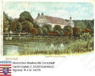 Kranichstein bei Darmstadt, Jagdschloss / Ansicht vom Weiher aus
