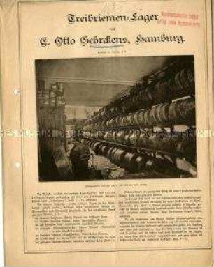 Treibriemen-Lager von E. Otto Gehrckens, Hamburg.