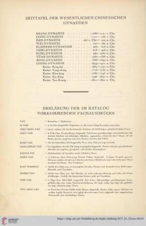 [Zeittafel und Fachausdrücke]