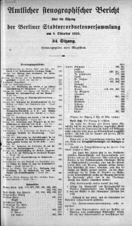 Sitzung 34., 8. Oktober 1925