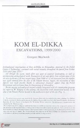 12: Kom el-Dikka : excavations, 1999/2000