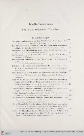 Inhalts-Verzeichniss des fünfzehnten Bandes