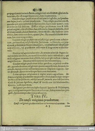 Thes. IV. De causis religionis prudentum