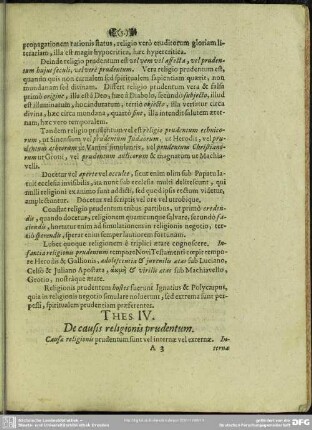 Thes. IV. De causis religionis prudentum