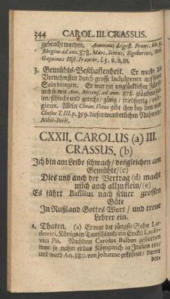 CXXII. Carolus (a) III. Crassus. (b)