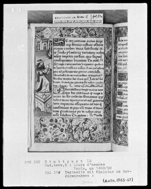 Lateinisches Stundenbuch (Livre d'heures) — Dem Propheten Elias erscheint die Madonna?, Folio 21verso