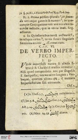 Cap. VI: De verbo imperfecto