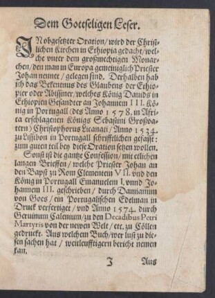 Dem Gottseligen Leser.