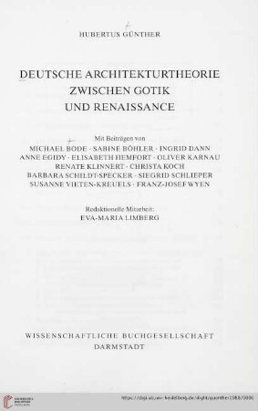 Deutsche Architekturtheorie zwischen Gotik und Renaissance