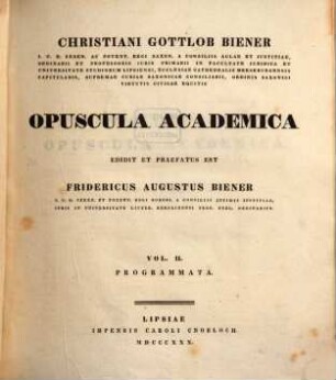 Opuscula academica, 2. Programmata