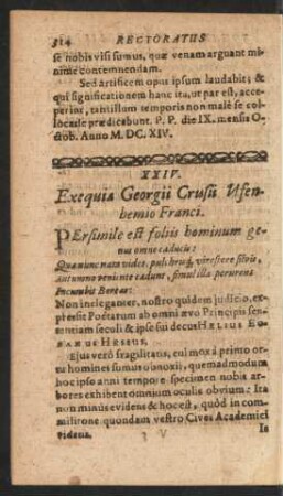 XXIV. Exequiae Georgii Crusii Ufenhemio Franci.
