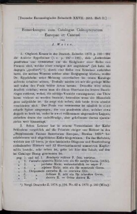 Bemerkungen zum Catalogus Coleopterorum Europae et Caucasi