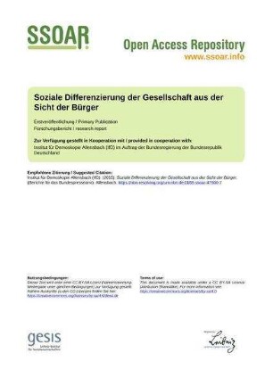 Soziale Differenzierung der Gesellschaft aus der Sicht der Bürger