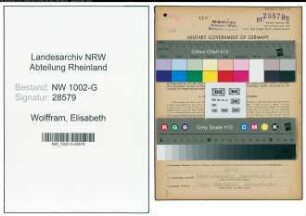 Entnazifizierung Elisabeth Wolffram, geb. 13.11.1908 (Haendlerin)