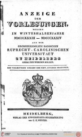 Wintersemester 1833/1834