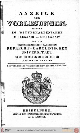 Wintersemester 1833/1834
