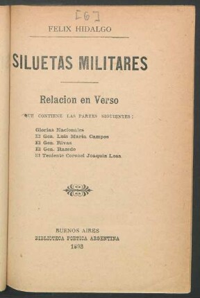 Siluetas militares : relación en verso ...