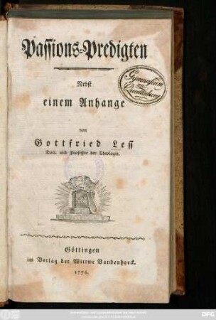 Passions-Predigten : Nebst einem Anhange