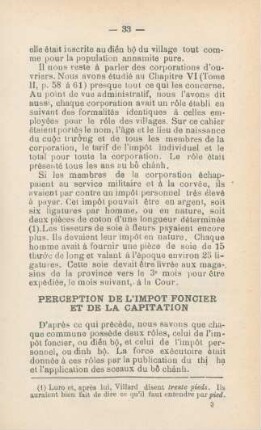 Perception de l'impôt foncier et de la capitation