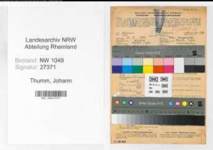 Entnazifizierung Johann Thumm , geb. 24.09.1884 (Lademeister)