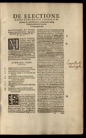 De Electione Regis Romanorum Consilium primum D. Henningi Goden ...
