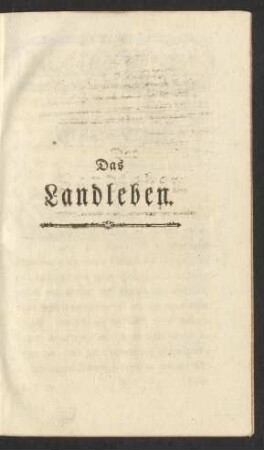 Das Landleben