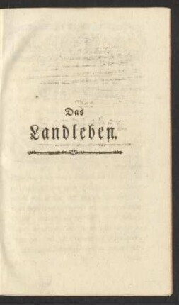 Das Landleben