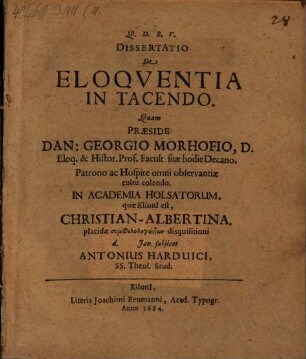 Dissertatio De Eloquentia In Tacendo