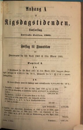 Rigsdagstidende. Ordentlige samling. Tillaeg A, Forelagte lovforslag med mere. 14. 1862