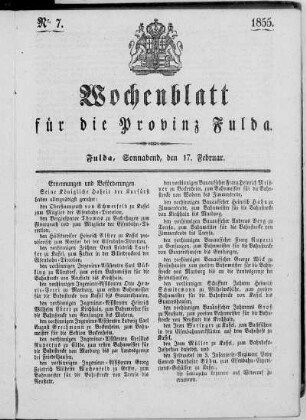 Nr. 7, Ausgabe vom 17. Februar 1855