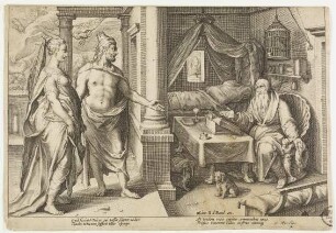 Jupiter mit Semele beim Seher Teiresias
