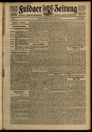Erste Ausgabe vom Dienstag, den 22. Januar 1907.
