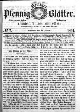 No. 7, Sonnabend, den 13. Februar 1865