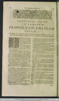 Conciones Sacrae In Sanctum Prophetam Obadiam
