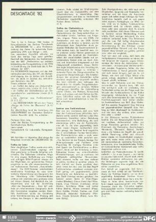 Seminar zum Funktionalismus : Designtage ’82