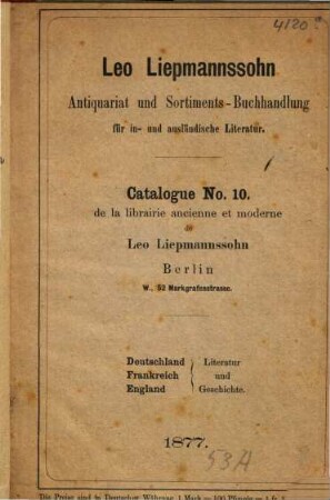 Antiquarische Kataloge über theoretische und praktische Musik. 10