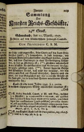 14tes Stuck. Schwabach, den 11. Martii, 1757.