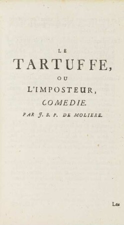 Le Tartuffe, Ou L'Imposteur.