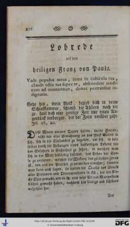Lobrede auf den heiligen Franz von Paula.