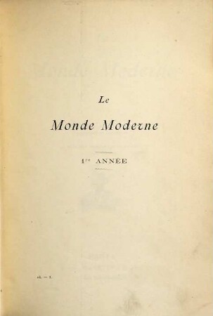 Le monde moderne . 1. 1895