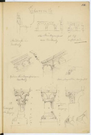 Kloster Chiaravalle Milanese, Mailand: Säulen, Kaptelle Friese (aus: Skizzen- und Fotoalbum 3)
