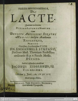 Theses physico-medicae de lacte