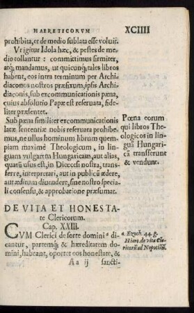De Vita Et Honestate Clericorum. Cap. XXIII.