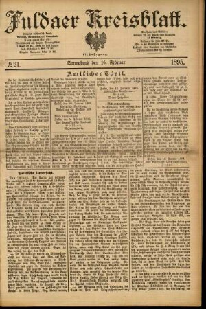 Erste Ausgabe vom Samstag, den 16. Februar 1895.