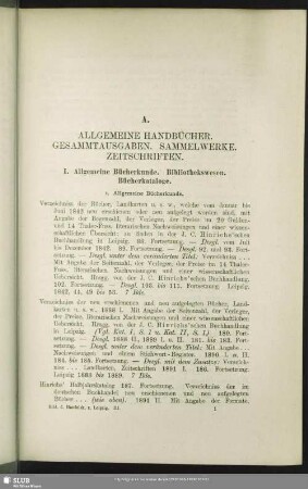A. Allgemeine Handbücher. Gesammtausgaben. Sammelwerke. Zeitschriften
