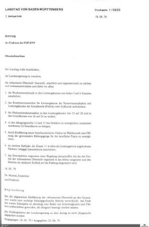 Antrag der FDP: Oberstufenreform