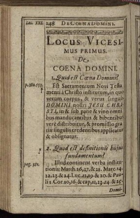 Locus Vicesimus Primus.