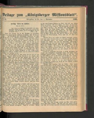 Beilage zum "Königsberger Missionsblatt". No 11. 1898.